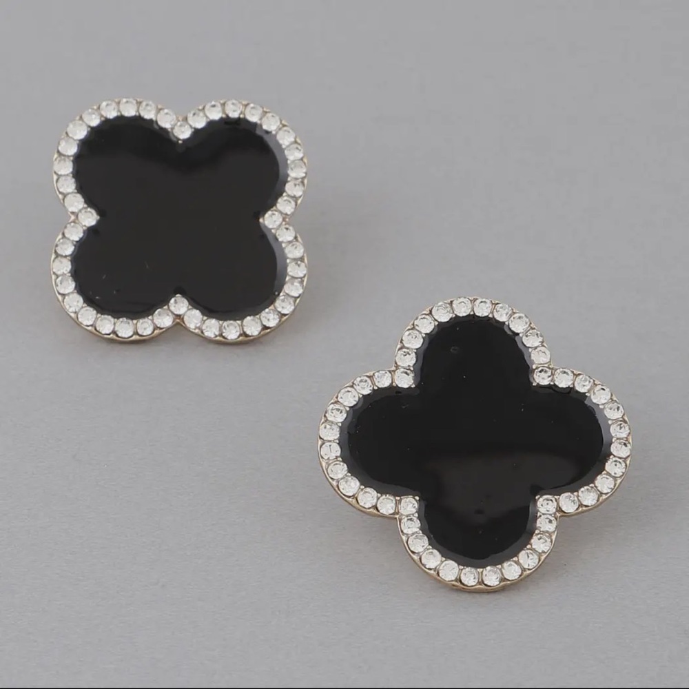 Clover jeweled studs